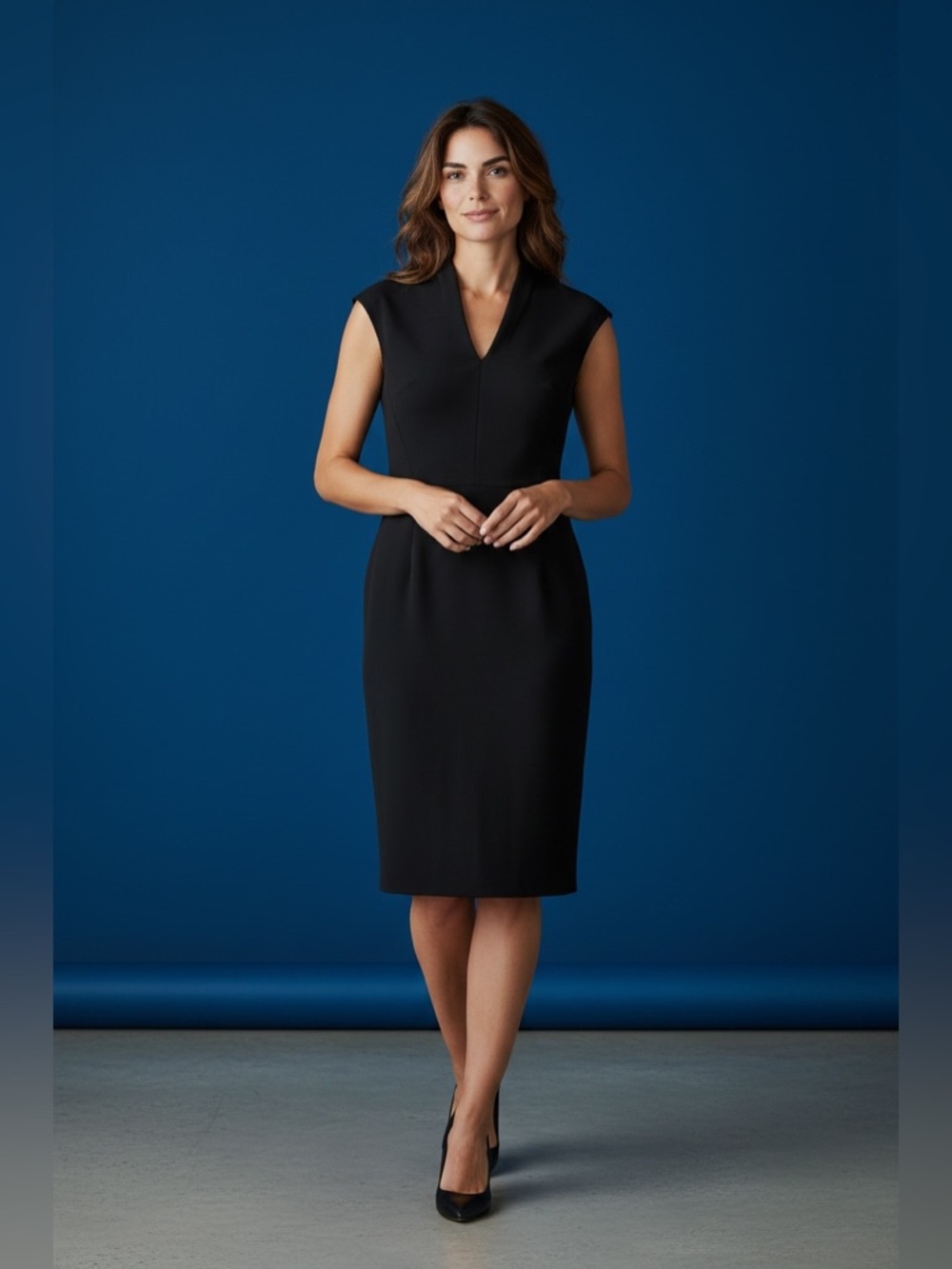 ZARA Classic Black Sheath Dress - Sleek V-Neck Dress
